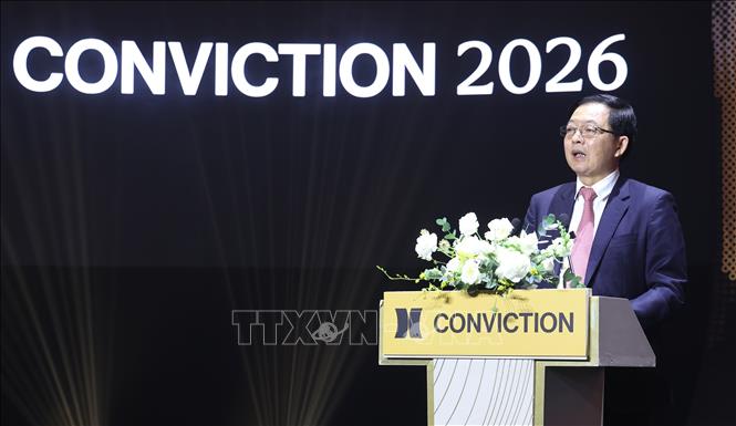 Phó Thủ tướng Chính phủ Hồ Quốc Dũng nhấn mạnh vai trò của đổi mới sáng tạo đối với tăng trưởng bền vững quốc gia. Ảnh: Hứa Chung - TTXVN