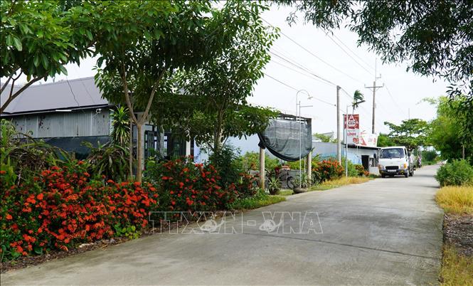 Nhờ được quan tâm đầu tư, những năm gần đây, các trục đường liên ấp các xã của tỉnh An Giang được bê tông hóa, xe ô tô lưu thông dễ dàng. Ảnh: Văn Sĩ - TTXVN                                 