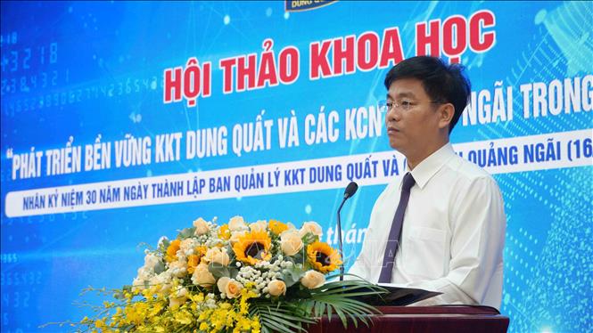 Phó Chủ tịch UBND tỉnh Quảng Ngãi Đỗ Tâm Hiển phát biểu tại hội thảo. Ảnh: Cao Nguyên - TTXVN