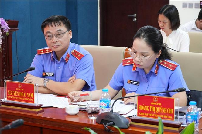 Đại diện lãnh đạo Viện Kiểm sát nhân dân thành phố Hà Nội tham dự hội nghị. Ảnh: Kim Anh - TTXVN