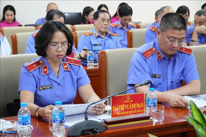 Đại diện lãnh đạo Vụ 3, Viện Kiểm sát nhân dân Tối cao tham dự hội nghị. Ảnh: Kim Anh - TTXVN