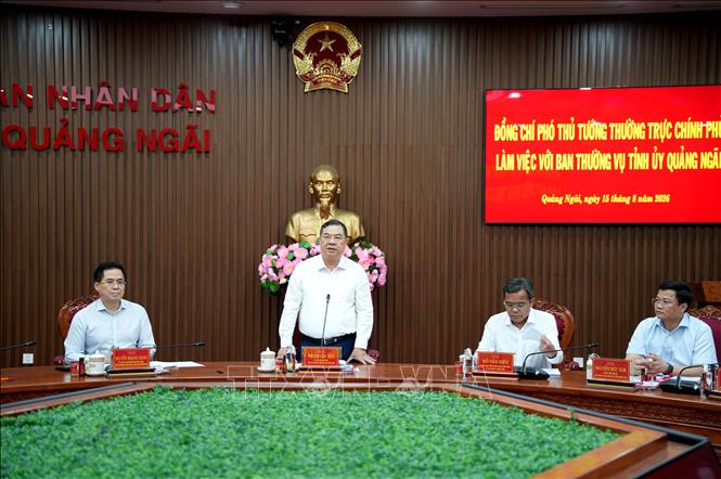 Phó Thủ tướng Thường trực Phạm Gia Túc phát biểu chỉ đạo tại buổi làm việc với Tỉnh ủy Quảng Ngãi. Ảnh: Lê Phước Ngọc - TTXVN