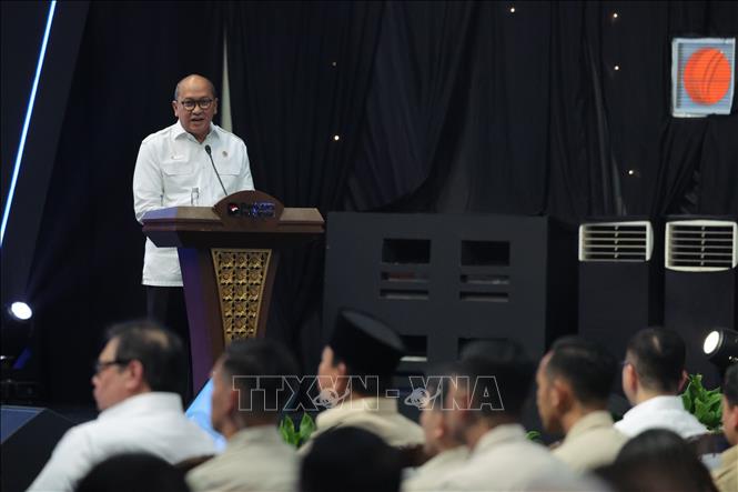 Bộ trưởng Đầu tư và Phát triển hạ nguồn Indonesia, Rosan P. Roeslani phát biểu tại buổi lễ. Ảnh: TTXVN phát