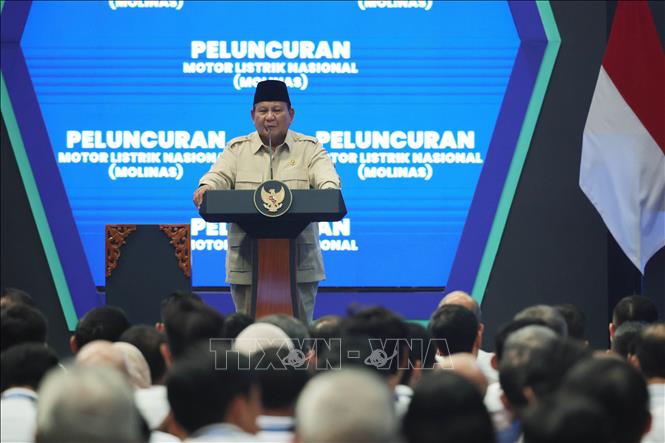 Tổng thống Indonesia Prabowo Subianto phát biểu tại buổi lễ. Ảnh: TTXVN phát