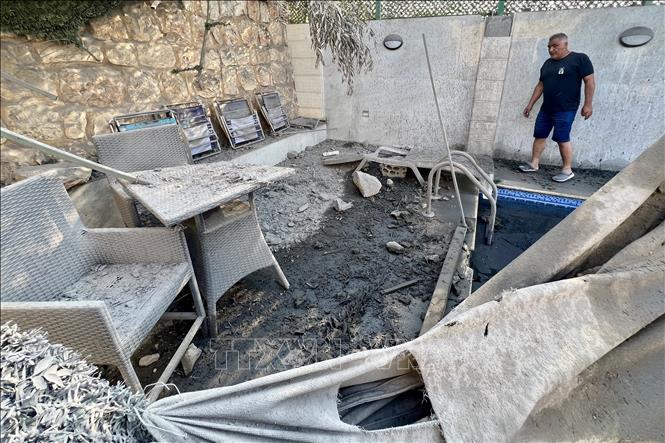 Cảnh tàn phá sau vụ không kích của Israel ở ngoại ô Ansar, Nabatieh, Liban, ngày 15/8/2026. Ảnh: THX/TTXVN phát