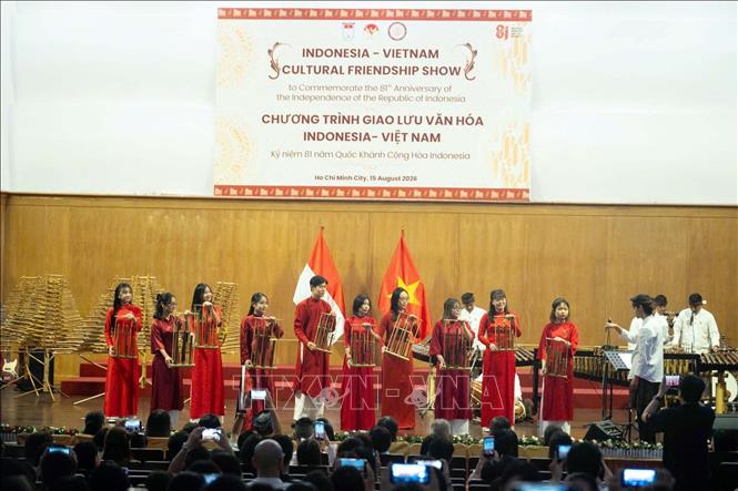 Tiết mục văn nghệ do các nghệ sĩ Việt Nam trình diễn. Ảnh: Xuân Khu - TTXVN