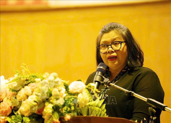 Bà Carolina Tinangon, Tổng lãnh sự Cộng hòa Indonesia tại Thành Hồ Chí Minh phát biểu tại chương trình. Ảnh: Xuân Khu - TTXVN