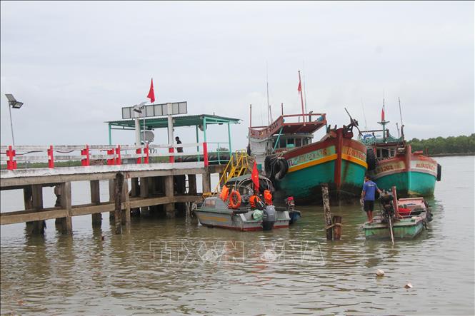 Các phương tiện khai thác thủy sản trên địa bàn tỉnh Cà Mau ý thức rõ trách nhiệm trong việc khai báo với ngành chức năng trong việc ra vào cảng. Ảnh: Chanh Đa-TTXVN