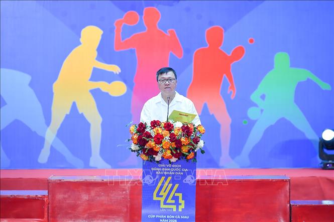 Đồng chí Lê Quốc Minh, Ủy viên Trung ương Đảng, Tổng Biên tập Báo Nhân Dân, Phó Trưởng ban Tuyên giáo Trung ương, Chủ tịch Hội Nhà báo Việt Nam, Trưởng ban Chỉ đạo giải phát biểu tại lễ bế mạc. Ảnh: Hoàng Ngọc – TTXVN 