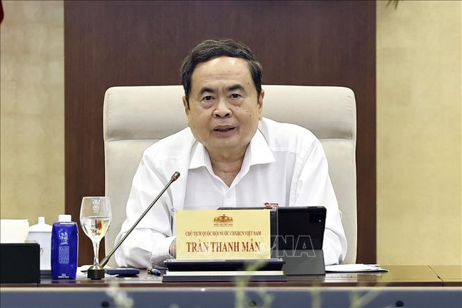 Chủ tịch Quốc hội Trần Thanh Mẫn phát biểu. Ảnh: Doãn Tấn - TTXVN