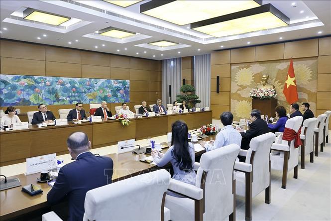 Chủ tịch Quốc hội Trần Thanh Mẫn tiếp Thượng nghị sĩ Alberto Anaya Gutiérrez, Tổng Bí thư Đảng Lao động Mexico. Ảnh: Doãn Tấn - TTXVN