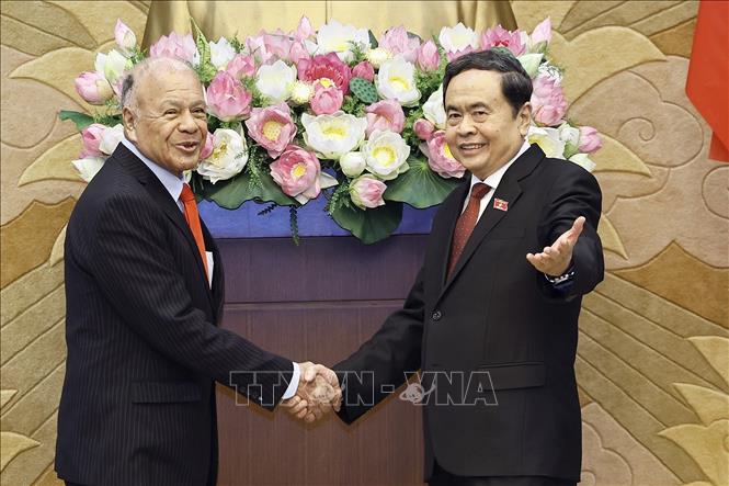 Chủ tịch Quốc hội Trần Thanh Mẫn tiếp Thượng nghị sĩ Alberto Anaya Gutiérrez, Tổng Bí thư Đảng Lao động Mexico. Ảnh: Doãn Tấn - TTXVN