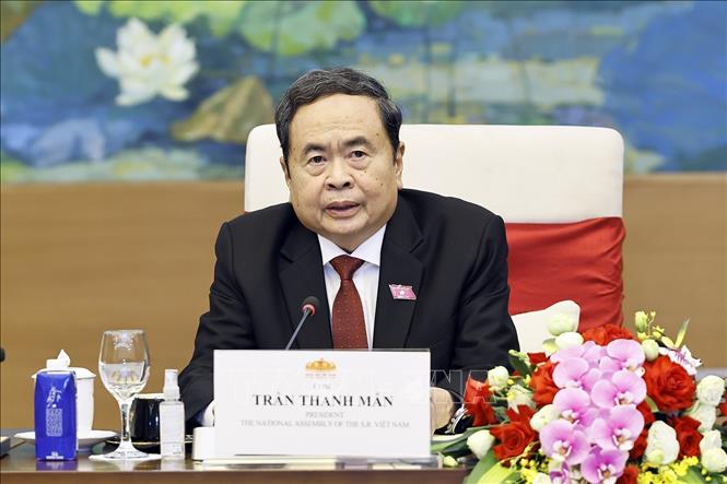 Chủ tịch Quốc hội Trần Thanh Mẫn phát biểu. Ảnh: Doãn Tấn - TTXVN