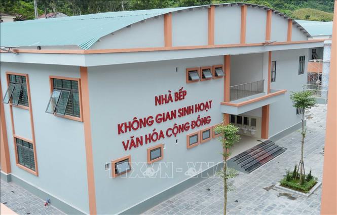Khu nhà bếp và sinh hoạt cộng đồng tại Trường Phổ thông nội trú liên cấp Tiểu học và Trung học cơ sở Phong Thổ. Nguyễn Oanh-TTXVN
