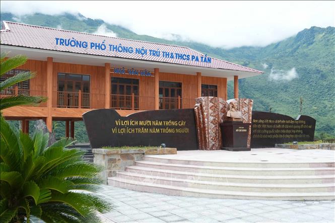 Nhà văn hóa của Trường Phổ thông nội trú liên cấp Tiểu học và Trung học cơ sở Pa Tần. Nguyễn Oanh-TTXVN