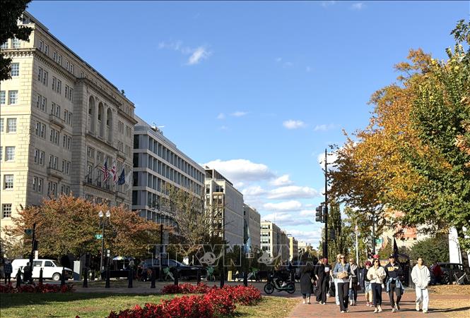 Một góc phố tại trung tâm thủ đô Washington, D.C. (Mỹ). Ảnh: Ngọc Quang – PV TTXVN tại Mỹ