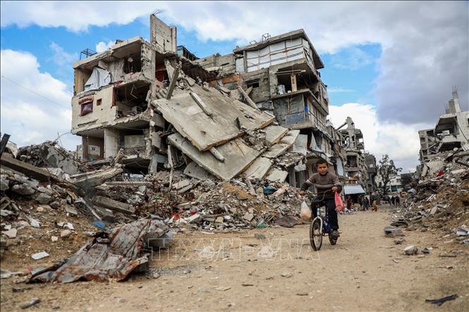 Cảnh đổ nát do xung đột tại Dải Gaza. Ảnh: THX/TTXVN phát