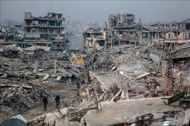 Cảnh đổ nát do xung đột tại Dải Gaza. Ảnh: THX/TTXVN phát