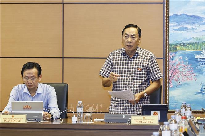 Đại biểu Quốc hội tỉnh Đồng Tháp Phạm Văn Hoà phát biểu. Ảnh: Doãn Tấn - TTXVN