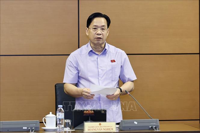 Đại biểu Quốc hội tỉnh Sơn La Hoàng Văn Nghiệm phát biểu. Ảnh: Doãn Tấn - TTXVN