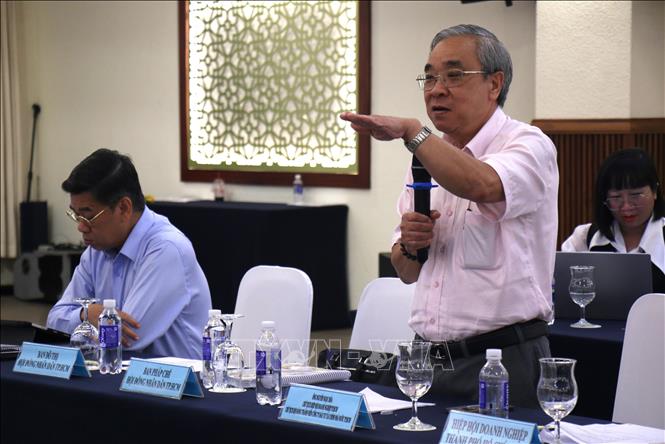 Ông Nguyễn Ngọc Hòa, Chủ tịch Hiệp hội Doanh nghiệp TP. Hồ Chí Minh phát biểu tại tọa đàm. Ảnh: Hương Giang - TTXVN