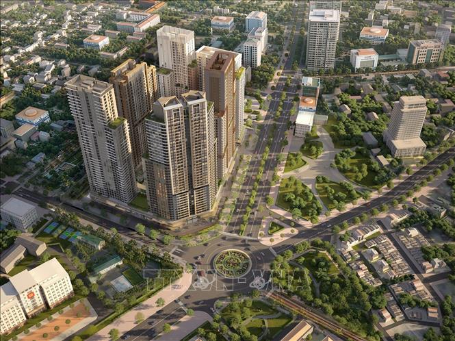 Phối cảnh Tổ hợp nhà ở, thương mại dịch vụ Trường Vinh. Ảnh: Trịnh Duy Hưng - TTXVN 
