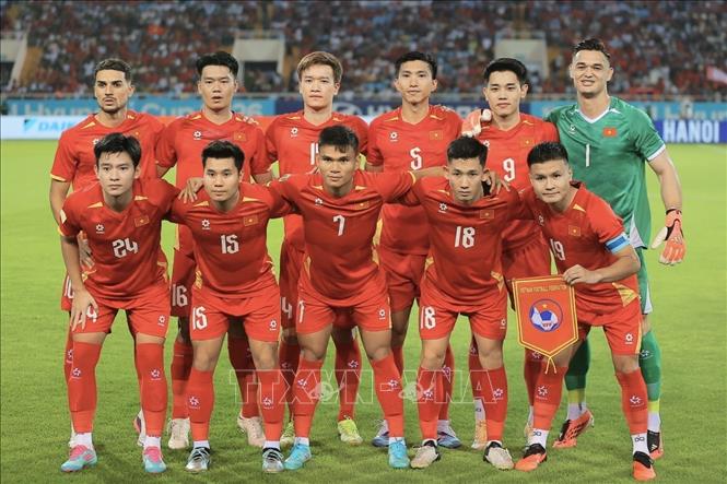 Đội hình xuất phát của đội tuyển Việt Nam. Ảnh: Minh Quyết - TTXVN