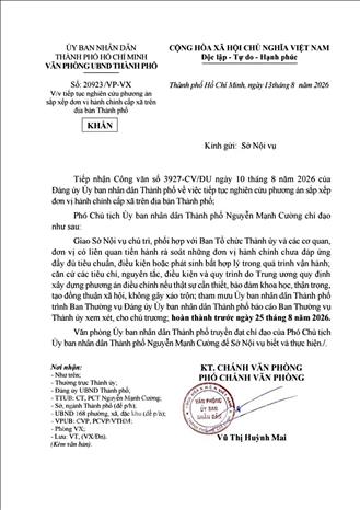 Văn bản gốc do Văn phòng UBND TP. Hồ Chí Minh ban hành không có các phụ lục đính kèm như thông tin lan truyền trên không gian mạng. Ảnh: Anh Tuấn - TTXVN 