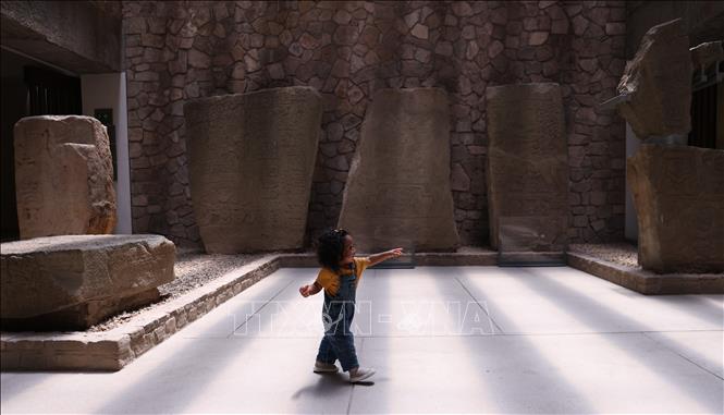 Phù điêu đá tại Bảo tàng Di chỉ Monte Alban ở bang Oaxaca, Mexico. Ảnh: THX/TTXVN phát