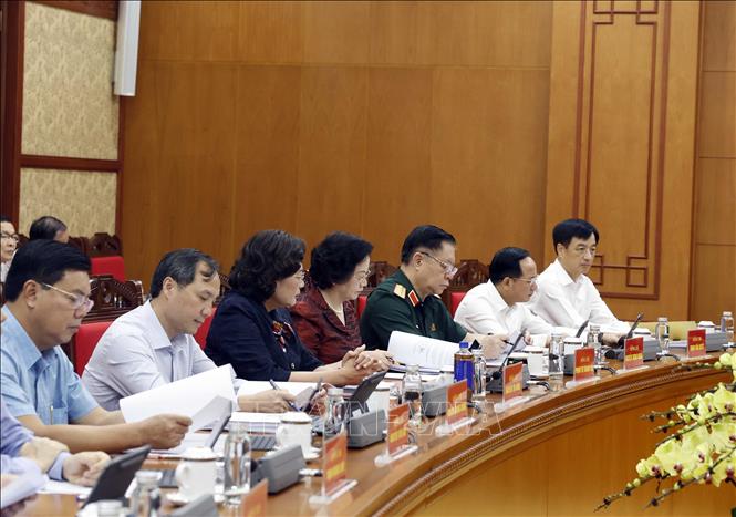 Các đại biểu tham dự buổi làm việc. Ảnh: Thống Nhất - TTXVN