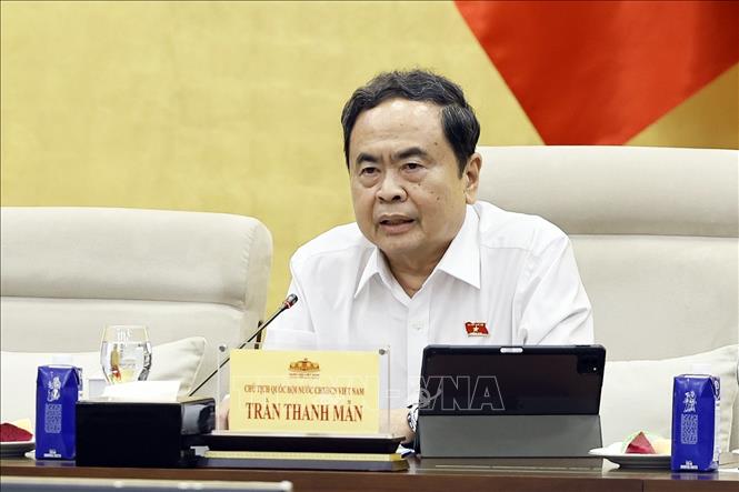 Chủ tịch Quốc hội Trần Thanh Mẫn phát biểu. Ảnh: Doãn Tấn - TTXVN