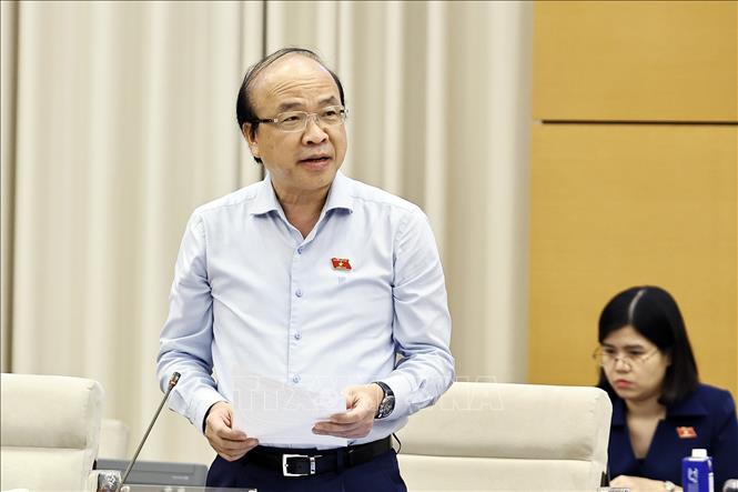 Chủ nhiệm Ủy ban Pháp luật và Tư pháp của Quốc hội Phan Chí Hiếu phát biểu. Ảnh: Doãn Tấn - TTXVN