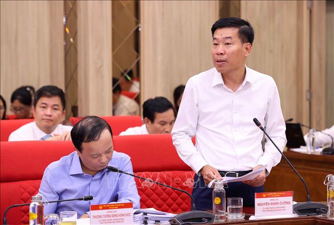 Đồng chí Nguyễn Mạnh Cường, Ủy viên Trung ương Đảng, Thứ trưởng Bộ Ngoại giao phát biểu. Ảnh: Văn Điệp – TTXVN