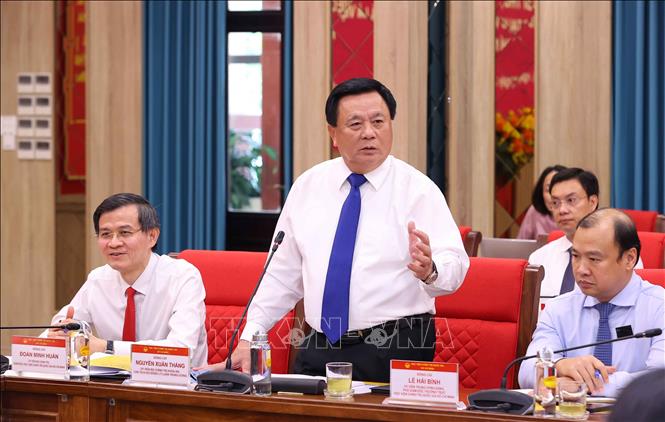 GS.TS Nguyễn Xuân Thắng, Chủ tịch Hội đồng Lý luận Trung ương phát biểu. Ảnh: Văn Điệp – TTXVN