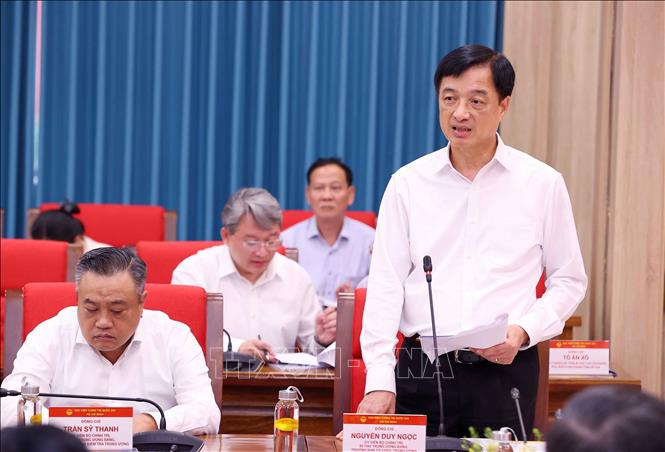 Đồng chí Nguyễn Duy Ngọc, Ủy viên Bộ Chính trị, Bí thư Trung ương Đảng, Trưởng Ban Tổ chức Trung ương phát biểu. Ảnh: Văn Điệp – TTXVN