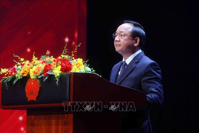 Đồng chí Trịnh Văn Quyết, Ủy viên Bộ Chính trị, Bí thư Trung ương Đảng, Trưởng Ban Tuyên giáo Trung ương, Phó Trưởng Ban Thường trực Ban Chỉ đạo 35 Trung ương phát biểu. Ảnh: Phạm Kiên - TTXVN