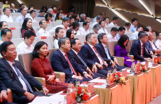 Các đồng chí lãnh đạo Đảng, Nhà nước tham dự buổi lễ. Ảnh: Phạm Kiên - TTXVN