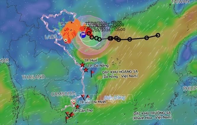 Hướng di chuyển bão số 4. Ảnh: TTXVN phát