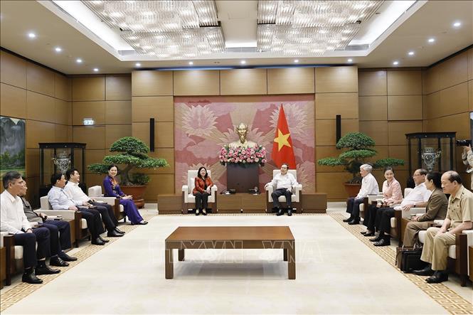 Chủ tịch Quốc hội Trần Thanh Mẫn gặp mặt các đại biểu Quốc hội khóa XVI thuộc khối Mặt trận Tổ quốc Việt Nam ở Trung ương và địa phương. Ảnh: Doãn Tấn - TTXVN