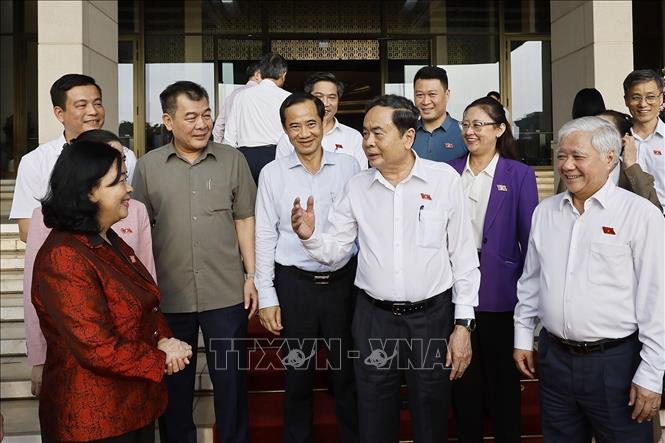 Chủ tịch Quốc hội Trần Thanh Mẫn gặp mặt các đại biểu Quốc hội khóa XVI thuộc khối Mặt trận Tổ quốc Việt Nam ở Trung ương và địa phương. Ảnh: Doãn Tấn - TTXVN