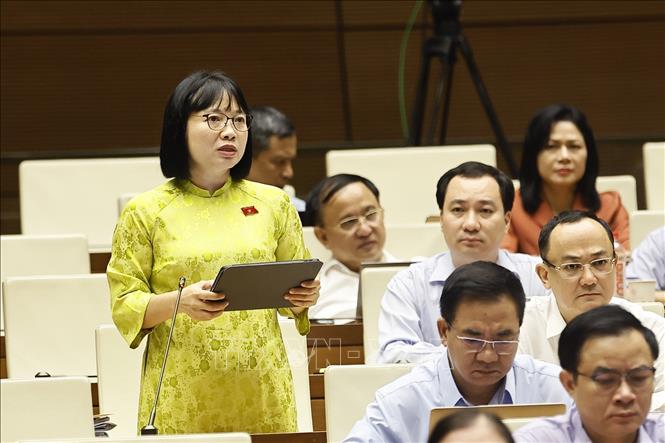 Đại biểu Quốc hội thành phố Hải Phòng Nguyễn Thị Việt Nga phát biểu. Ảnh: Doãn Tấn - TTXVN