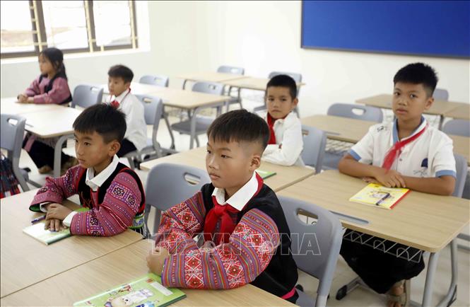 Học sinhTrường phổ thông nội trú Tiểu học và Trung học cơ sở Yên Sơn. Ảnh: Quang Quyết - TTXVN