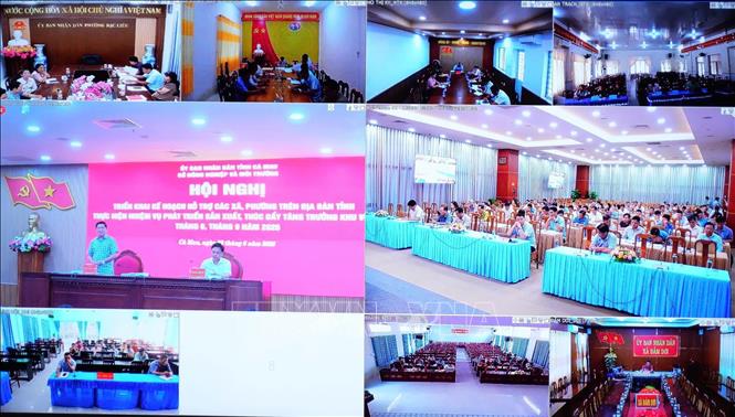 Hội nghị được kết nối trực tuyến đến 64 xã, phường trên địa bàn tỉnh. Ảnh: Tuấn Kiệt – TTXVN