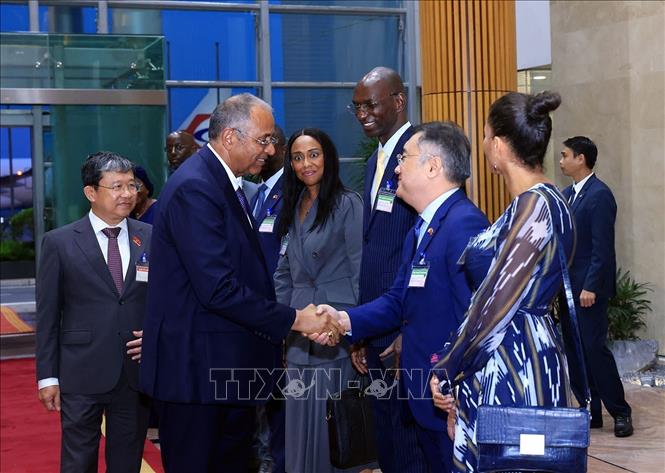 Chủ tịch Quốc hội Côte d’Ivoire Patrick Achi đến sân bay quốc tế Nội Bài. Ảnh: Tuấn Anh - TTXVN