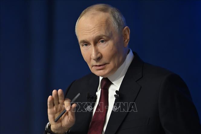 Tổng thống Nga Vladimir Putin phát biểu tại thủ đô Moskva. Ảnh: AA/TTXVN phát
