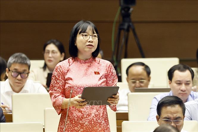 Đại biểu Quốc hội thành phố Hải Phòng Nguyễn Thị Việt Nga phát biểu. Ảnh: Doãn Tấn - TTXVN