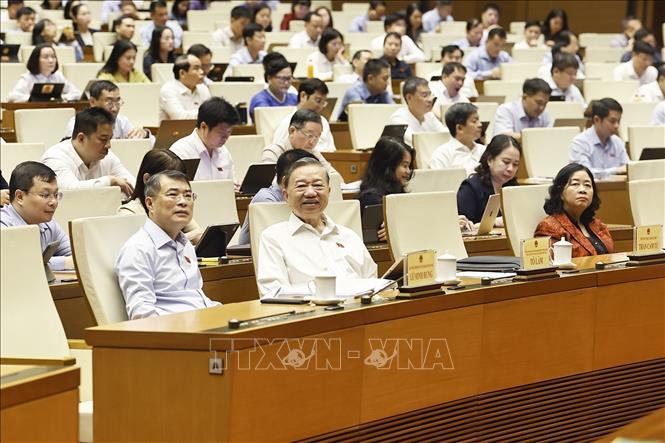 Tổng Bí thư, Chủ tịch nước Tô Lâm và các đồng chí lãnh đạo Đảng, Nhà nước dự phiên họp. Ảnh: Doãn Tấn - TTXVN