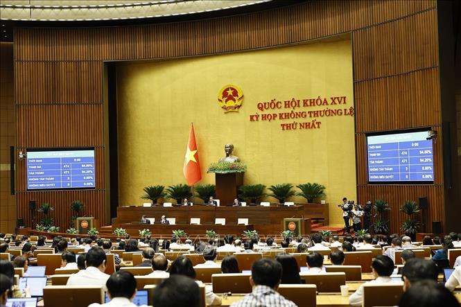 Quốc hội biểu quyết thông qua Luật sửa đổi, bổ sung một số điều của Luật Hải quan. Ảnh: Doãn Tấn - TTXVN