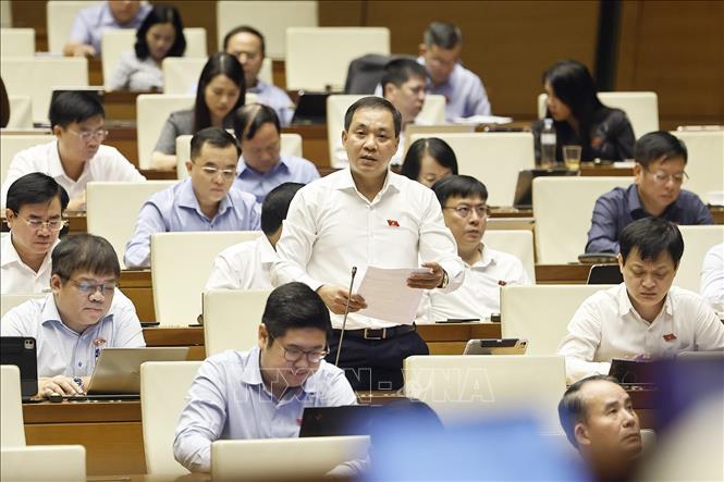 Đại biểu Quốc hội thành phố Huế Nguyễn Tiến Hùng phát biểu. Ảnh: Doãn Tấn - TTXVN