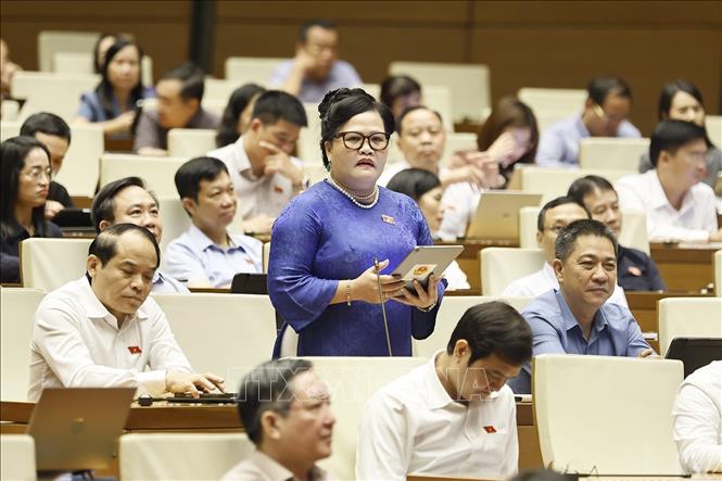Đại biểu Quốc hội TP Huế Nguyễn Thị Sửa phát biểu. Ảnh: Doãn Tấn - TTXVN